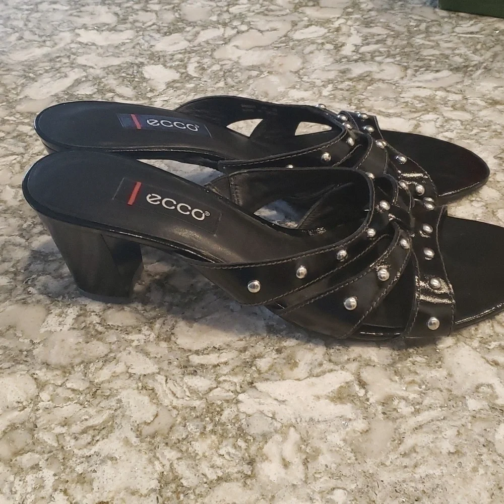 Ecco slide sandal style Osaka Black Patent